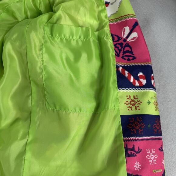 Ugly Christmas Men's Blazer XL (46-48) Pink Green Santa Reindeer Holiday Party - Picture 12 of 16